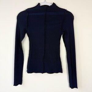 NWT Pistola Blue Shimmer Long Sleeve Marie Mock Neck Top